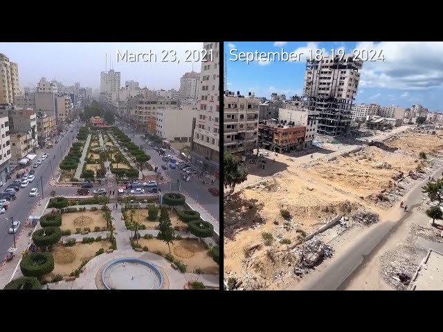 ⁣Gaza City: A heart-wrenching look before and after Oct. 7 anniversary