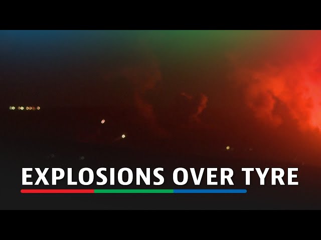 ⁣Explosions ignite night sky over southern Lebanon's Tyre