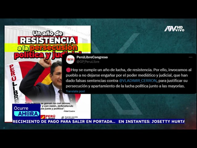 ⁣Vladimir Cerrón cumple un año prófugo de la justicia