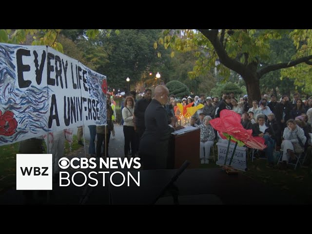 ⁣Hundreds in Boston mark one year anniversary of Hamas attack on Israel