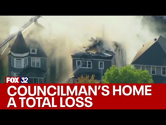 ⁣Massive fire destroys Whiting city councilman's home