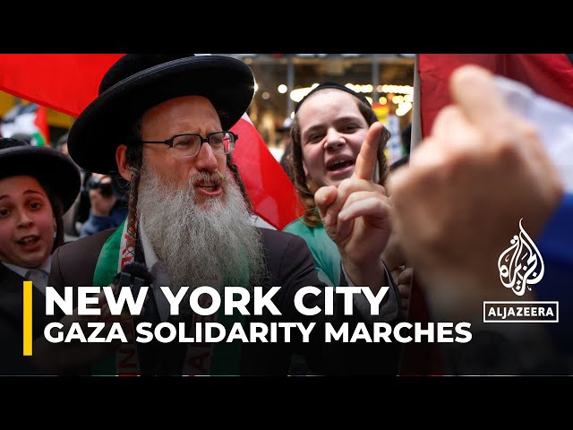 ⁣Protesters rally in New York City as hundreds join 'Flood NYC for Palestine' march