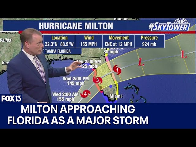 ⁣Milton remains a powerful hurricane headed for Florida