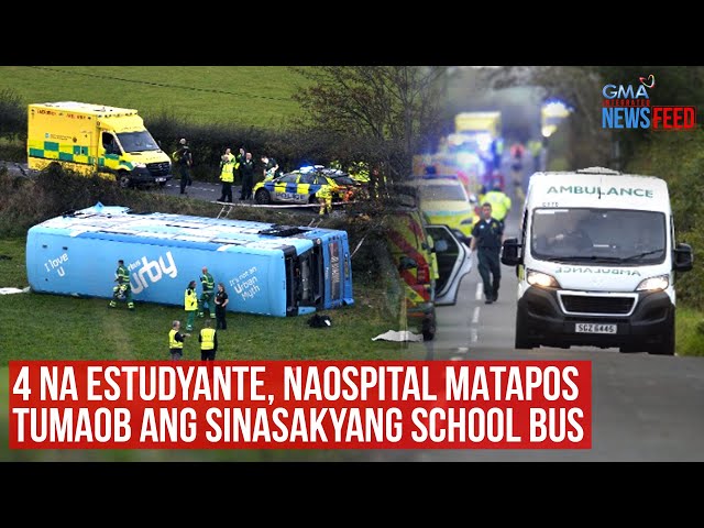 ⁣4 na estudyante, naospital matapos tumaob ang sinasakyang school bus | GMA Integrated Newsfeed