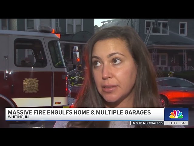 ⁣Whiting, Indiana, home engulfed by large fire