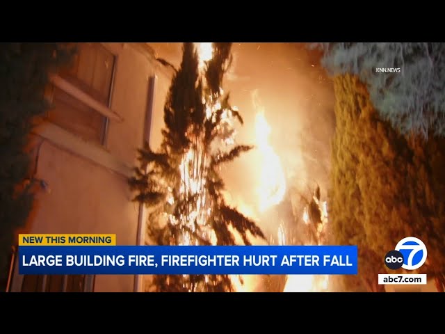 ⁣Firefighter falls through 2nd floor during Hollywood apartment fire