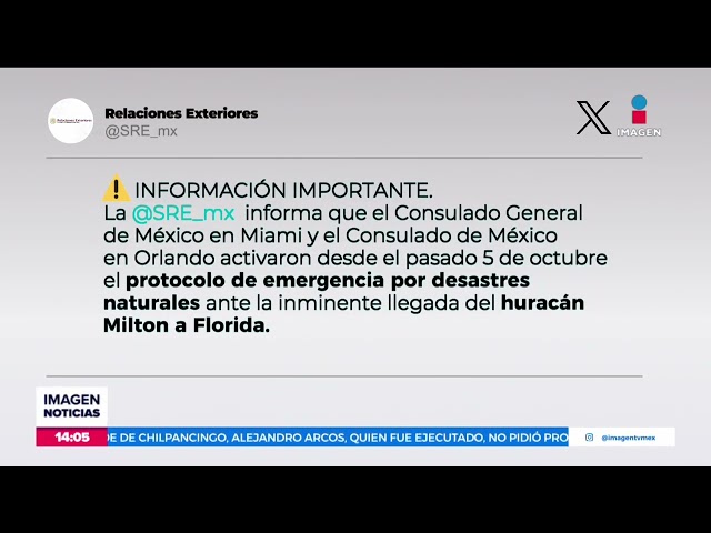 ⁣El Consulado activo el protocolo de emergencia tras el paso de Milton | Crystal Mendivil