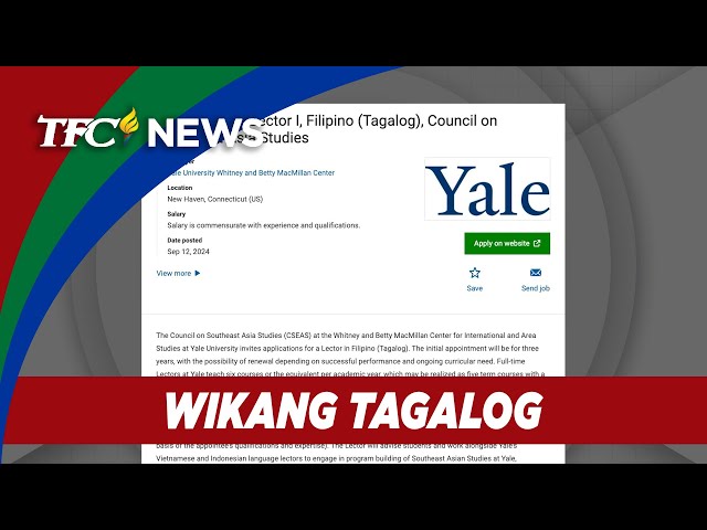 ⁣Yale University magkakaroon na ng Tagalog class sa 2025 | TFC News Connecticut, USA