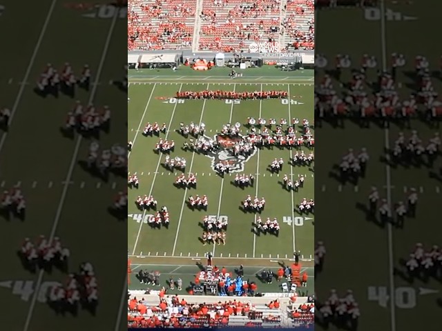 ⁣Rival North Carolina marching bands come together to pay tribute to Hurricane Helene victims