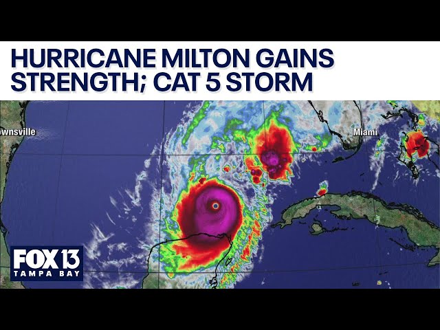 ⁣Hurricane Milton strengthens back to a Category 5 storm