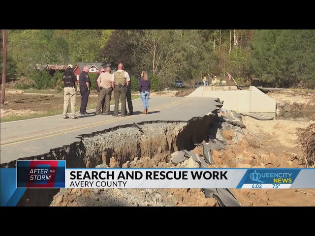 ⁣Search and rescue crews in Avery County work to recover casket washed away by Helene