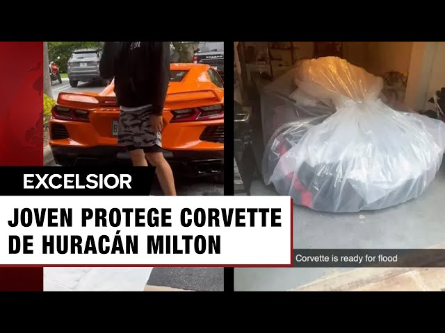 Joven muestra cómo protege su Corvette nuevo ante huracán Milton; genera polémica