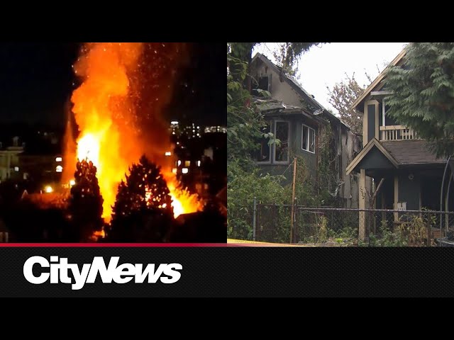 ⁣11 people displaced after four homes damaged in massive East Vancouver fire