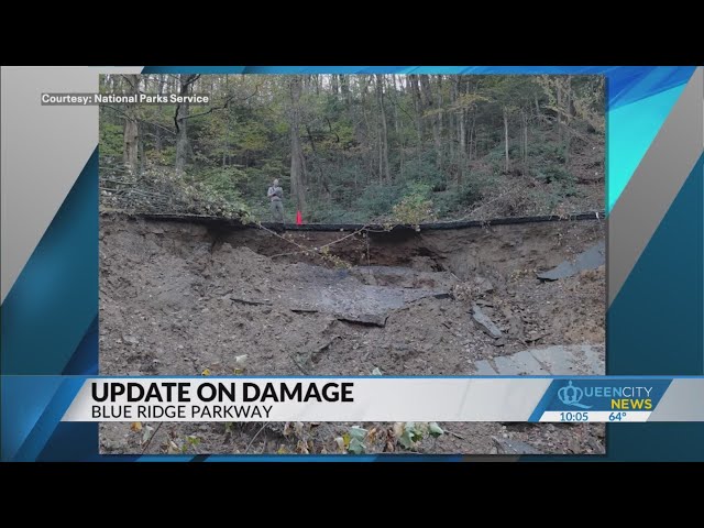 ⁣Crews work to assess damage, clear debris along Blue Ridge Parkway