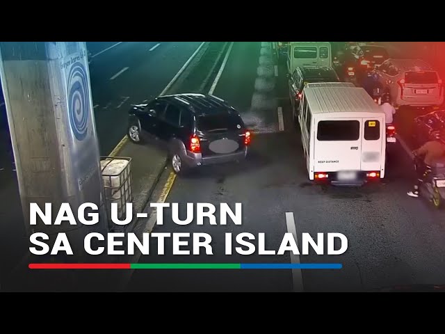 ⁣Huli sa CCTV: SUV nag U-turn sa center island sa EDSA