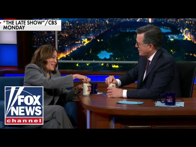 ⁣Harris cracks a beer with Stephen Colbert as millions flee Hurricane Milton