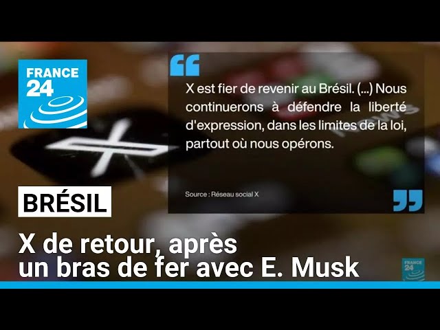 ⁣Brésil : le réseau social X de retour, après un bras de fer avec E. Musk • FRANCE 24