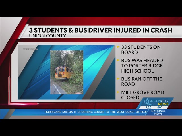 ⁣3 students, bus driver hurt in Union County crash