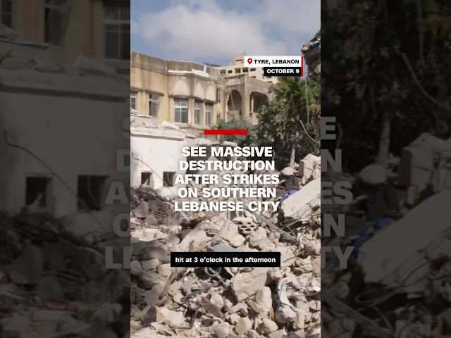 ⁣See massive destruction after strikes on southern Lebanese city