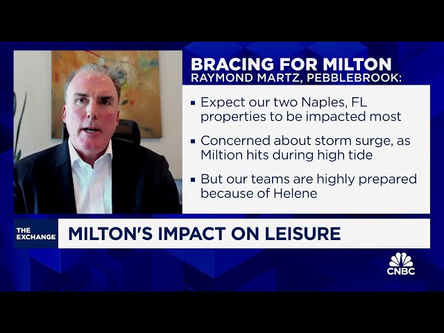 ⁣Pebblebrook's hotel properties are prepared for Milton after Helene, says CFO Raymond Martz