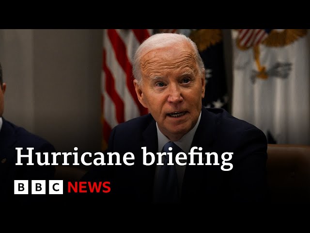 ⁣US President Joe Biden and Vice-President Kamala Harris receive Hurricane Milton briefing | BBC News