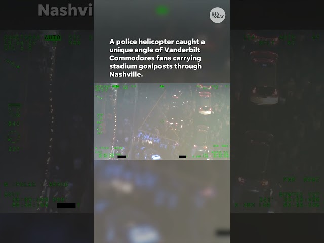 ⁣Aerial video: Police helicopter follows Vanderbilt fans down Broadway #Shorts