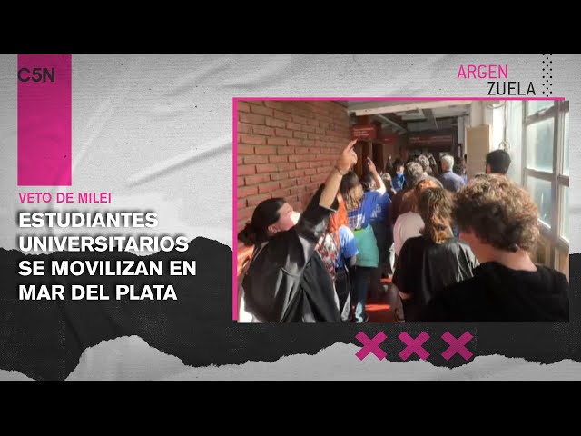 ⁣Tras confirmarse el VETO, ESTUDIANTES UNIVERSITARIOS se MOVILIZAN en MAR DEL PLATA