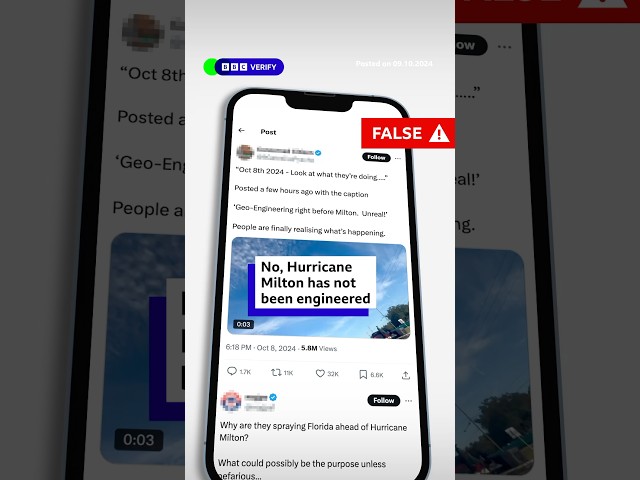 ⁣No, Hurricane Milton was not 'engineered'. #HurricaneMilton #Florida #BBCNews