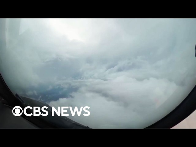 ⁣Hurricane hunters fly through Hurricane Milton, capturing videos of massive storm