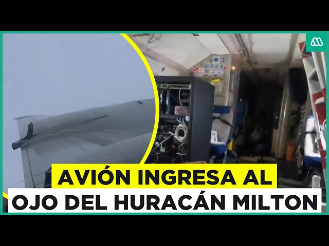 ⁣Video muestra a avión entrar en el ojo del Huracán Milton