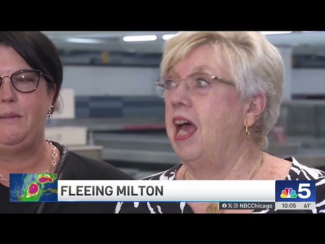 ⁣Evacuating Florida residents arrive at O'Hare ahead of Hurricane Milton