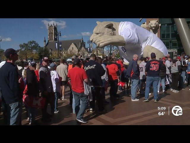 ⁣'Beyond excited!' Tigers fans pack downtown Detroit for first playoff game in a decade