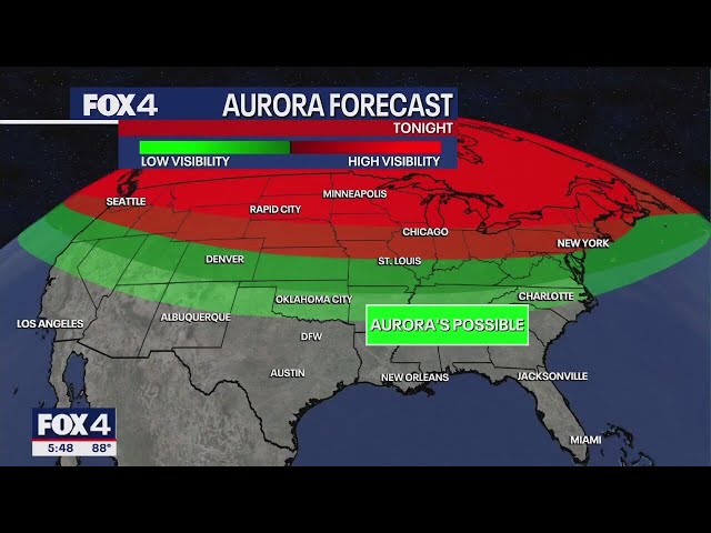 ⁣Northern Lights MAY be visible in North Texas