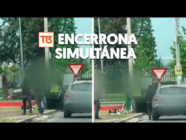 ⁣Registran encerrona simultánea en rotonda Quilín: delincuentes se llevaron dos autos