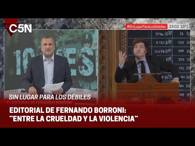 ⁣EDITORIAL de FERNANDO BORRONI en SIN LUGAR PAR ALOS DÉBILES: ¨ENTRE LA CRUELDAD Y LA VIOLENCIA¨