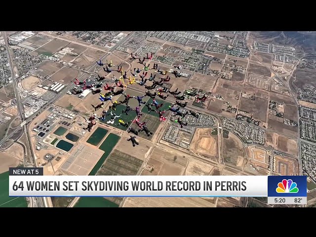 ⁣Women break the skydiving world record in Perris