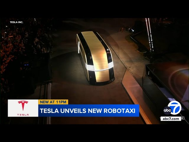 ⁣Elon Musk unveils Tesla's 'Cybercab' robotaxi