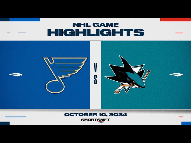 ⁣NHL Highlights | Blues vs. Sharks - October 10, 2024