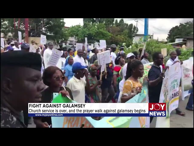 ⁣Fight Against Galamsey: Church service is over, and the prayer walk against galamsey begins.