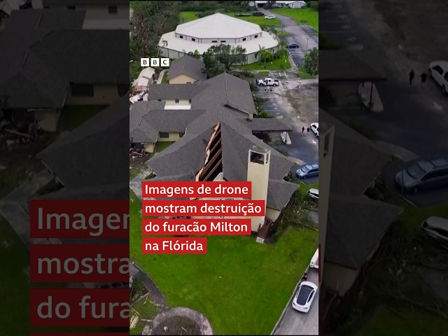 ⁣Furacão Milton deixa destruição ao passar pela Flórida; veja imagens de drones da agência Reuters