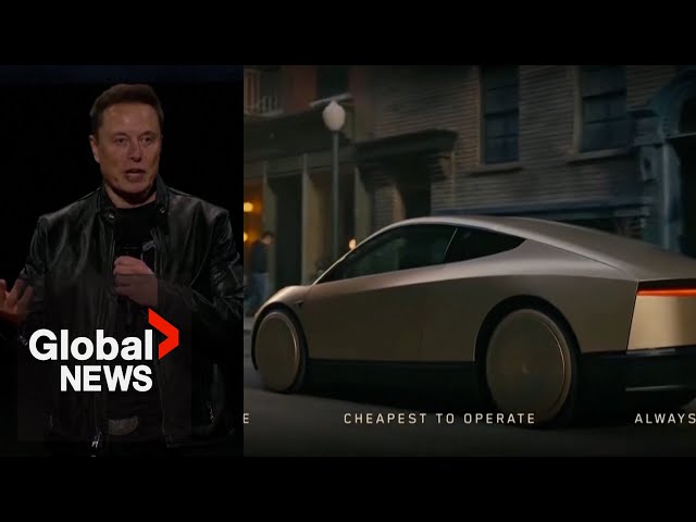 ⁣Elon Musk unveils Tesla 'Cybercab' robotaxi: "It'll save lives"