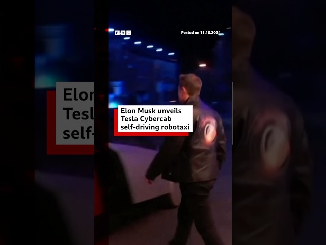 ⁣Tesla boss Elon Musk unveils Cybercab self-driving robotaxi. #Musk #Tesla #BBCNews