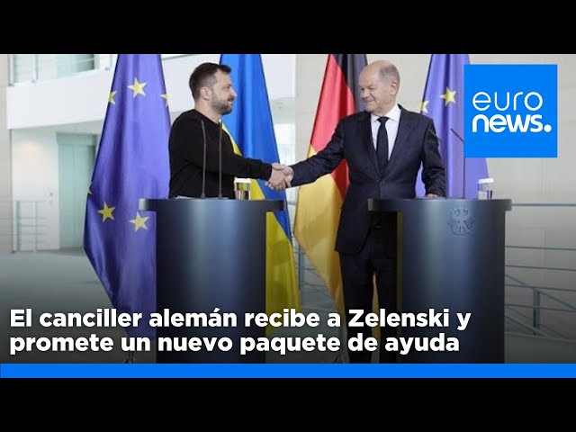 ⁣El canciller alemán recibe a Zelenski y promete un nuevo paquete de ayuda militar para Ucrania