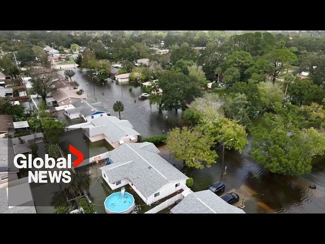 ⁣Hurricane Milton: Drone shows path of destruction left by powerful storm