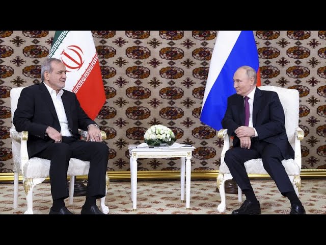 ⁣'New world order'? Putin and  Pezeshkian meet in person for first time in Ashgabat