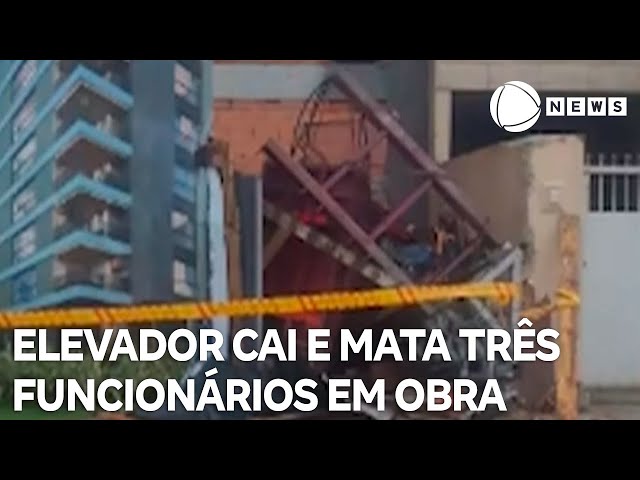 ⁣Elevador cai e mata três funcionários em obra