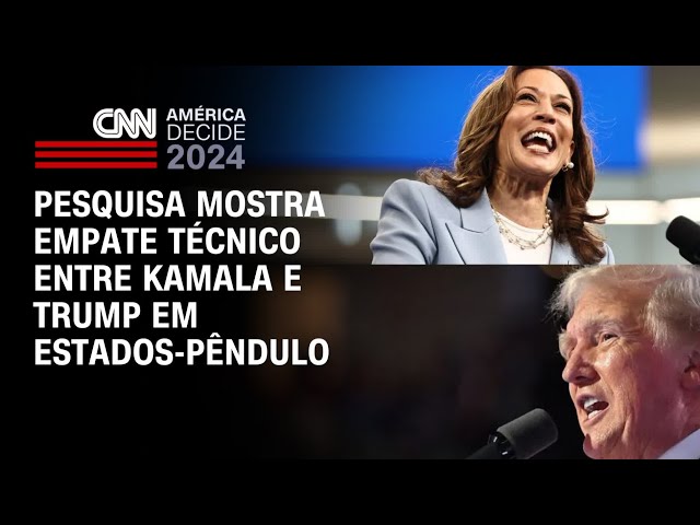 ⁣Pesquisa mostra empate técnico entre Kamala e Trump em estados pêndulo | CNN Prime Time