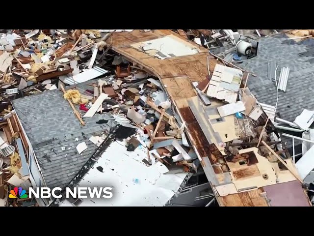 ⁣Search continues in neighborhood ripped apart by tornado