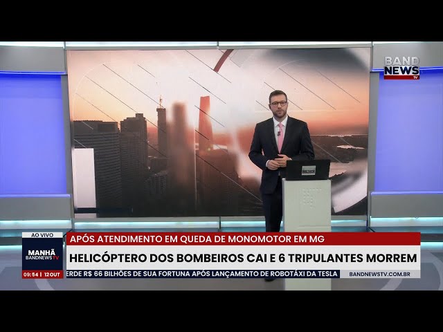 ⁣Helicóptero dos bombeiros cai e 6 tripulantes morrem