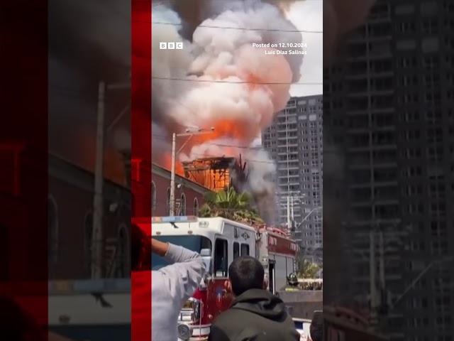 ⁣Chile's first Catholic church destroyed in fire. #Catholic #Church #Chile #BBCNews